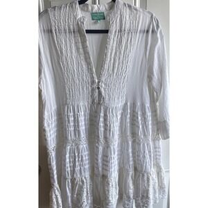 Amtica Santoria by Giacomo Sheer Lace Top Boho One Size Tunic Cover Up Romantic
